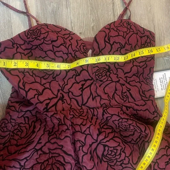 B Darlin fit and flare magenta black short dress floral print, Large,NWT - Picture 7 of 10